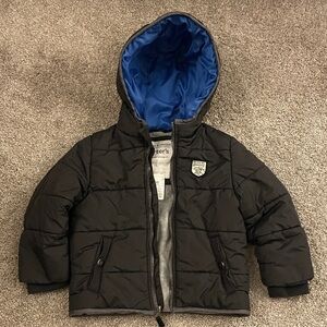Carter's Kids Black Puffer Jacket with Blue Lining
